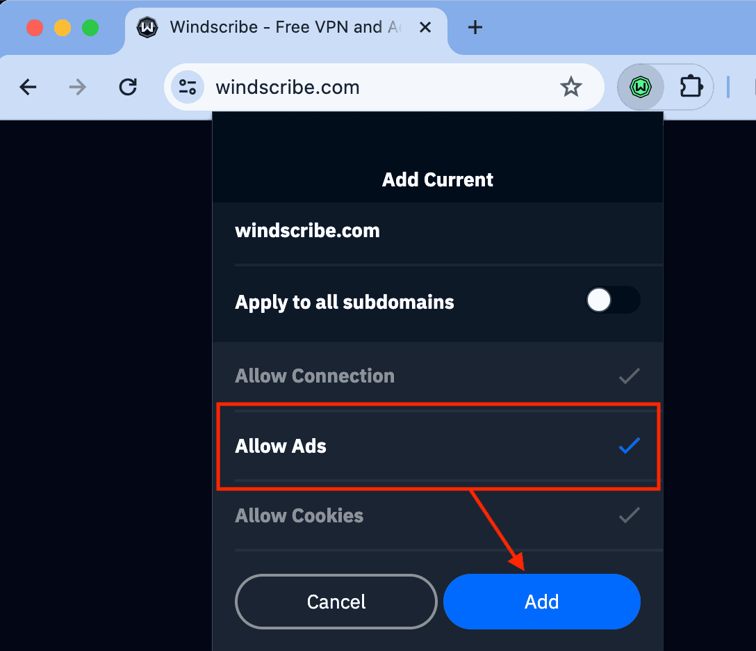 Windscribe Extension Allowlist step 3