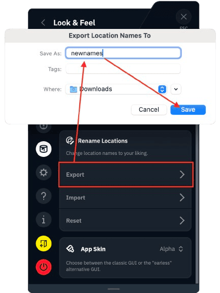 Selecting and naming file