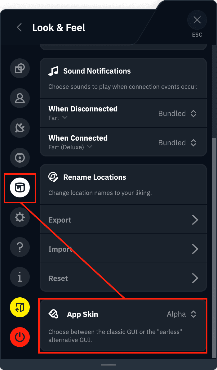 App Skin setting