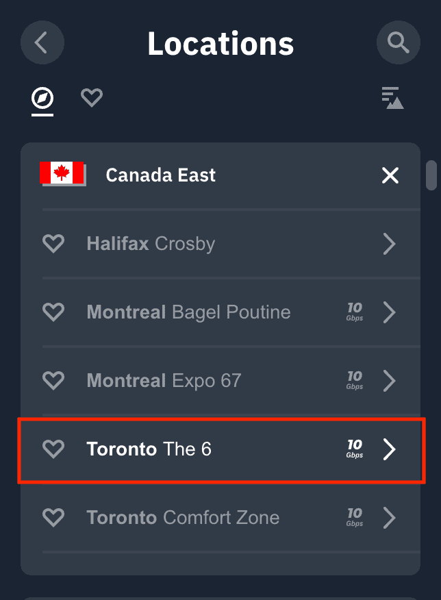 Locations Menu