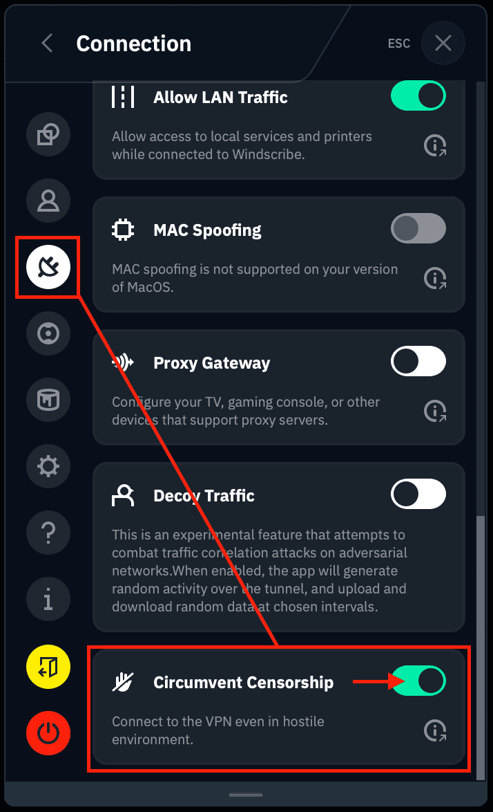 Circumvent Censorship Feature