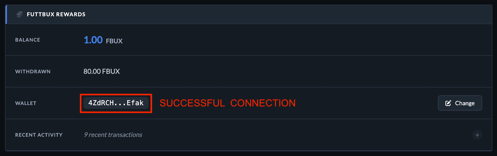 Wallet connected